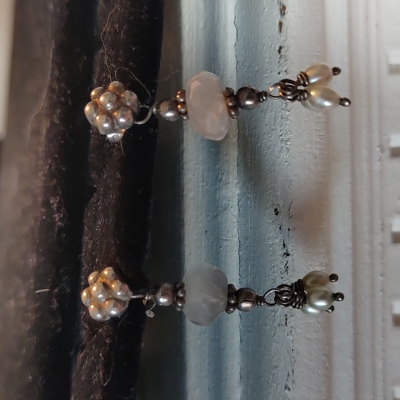 Sundance Sterling Silver Floral Quartz & Freshwater Pearl Earrings - Picture 5 of 5